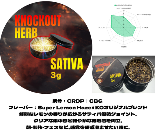 KNOCKOUT HERB SATIVA(3g) CRDP配合サティバ優勢 3g （CRDP / CBG）｜KO ONLINE