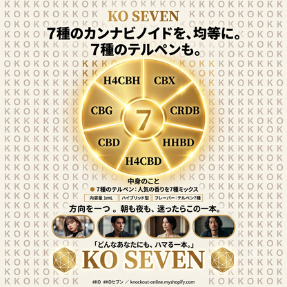 KO SEVEN 7種のカンナビノイド × 7種のテルペン （H4CBH / CBX / CRDB / HHBD / H4CBD / CBD / CBG）｜KO ONLINE（4枚目）