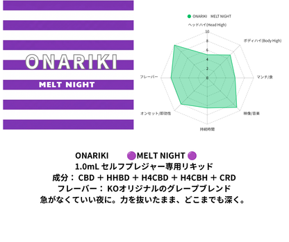 ONARIKI MELT NIGHT 1.0ml （CBD / HHBD / H4CBD / H4CBH）｜KO ONLINE